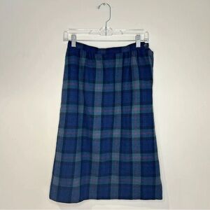 Vintage Pendleton 100% Blue Plaid Wool A-Line Skirt Size 2